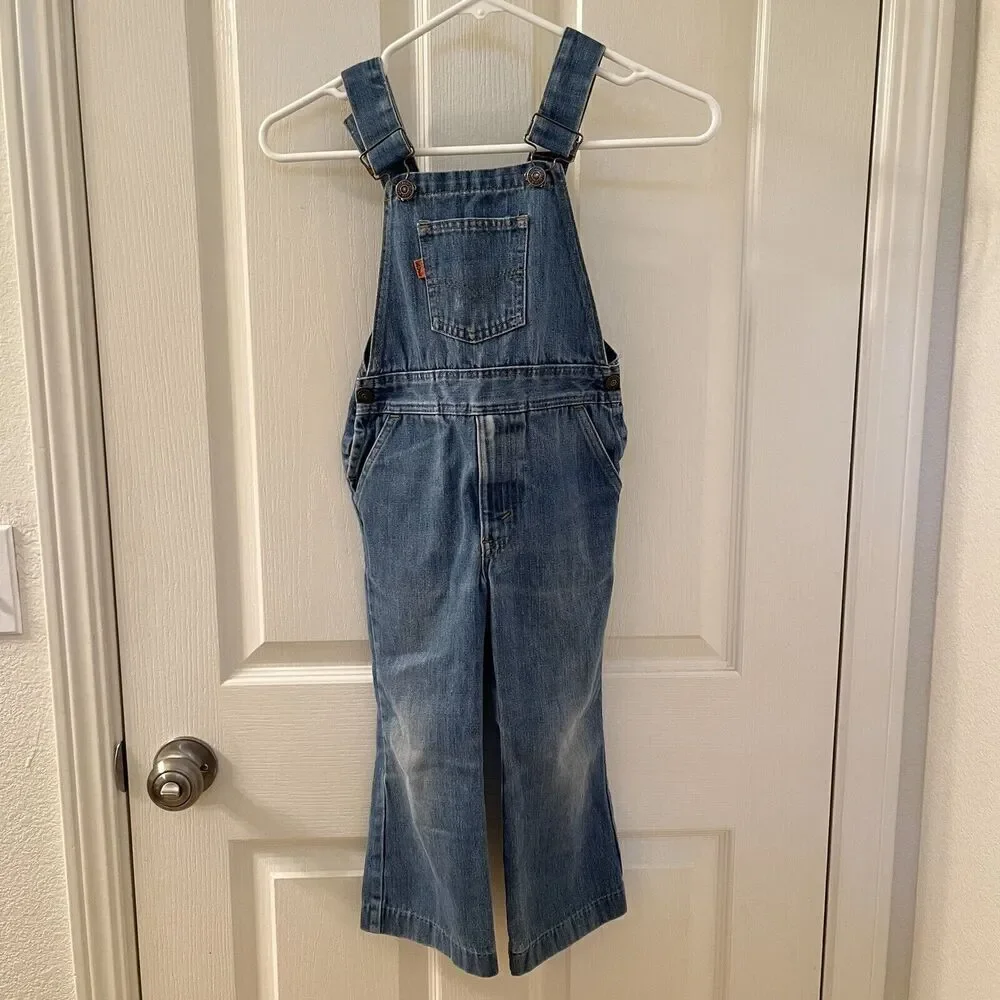 Vintage Levi's Orange Tab Denim Jean Overalls USA Kids Size 5